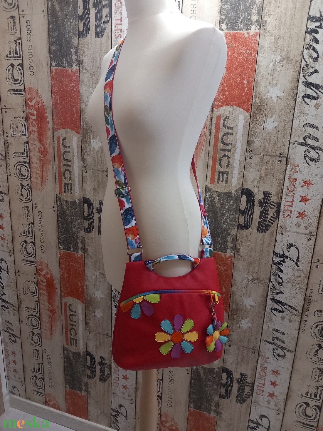 Piros Húsvéti Akció Miniflower crossby Táska  - táska & tok - kézitáska & válltáska - tarisznya - Meska.hu