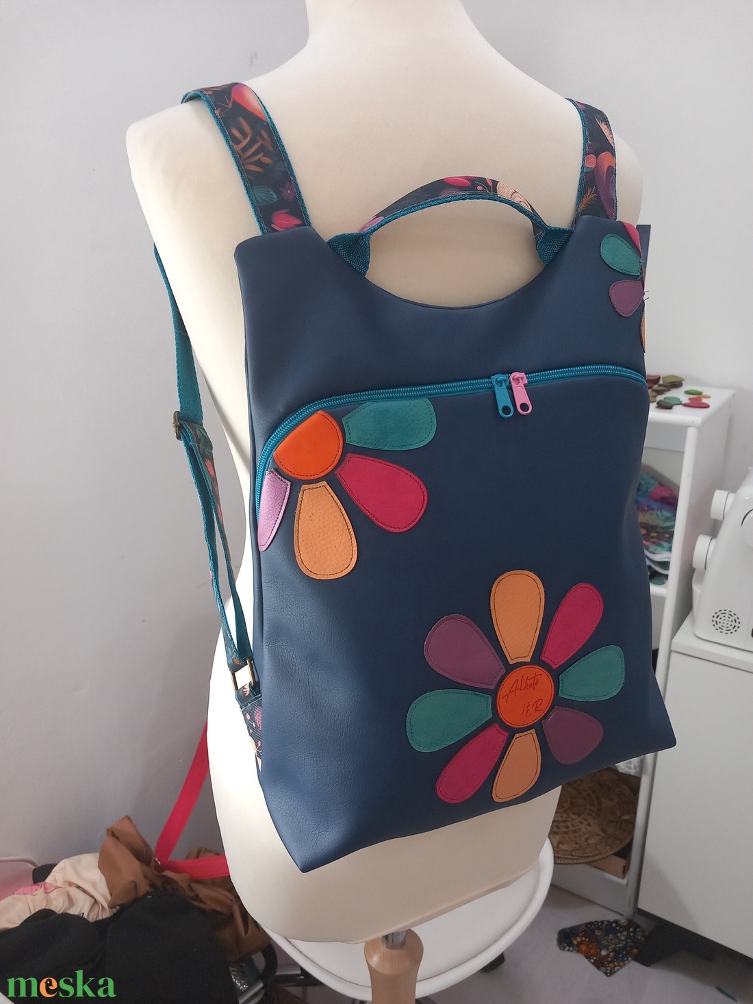 Flowers Flow hátizsák  kék madár  - táska & tok - hátizsák - hátizsák - Meska.hu