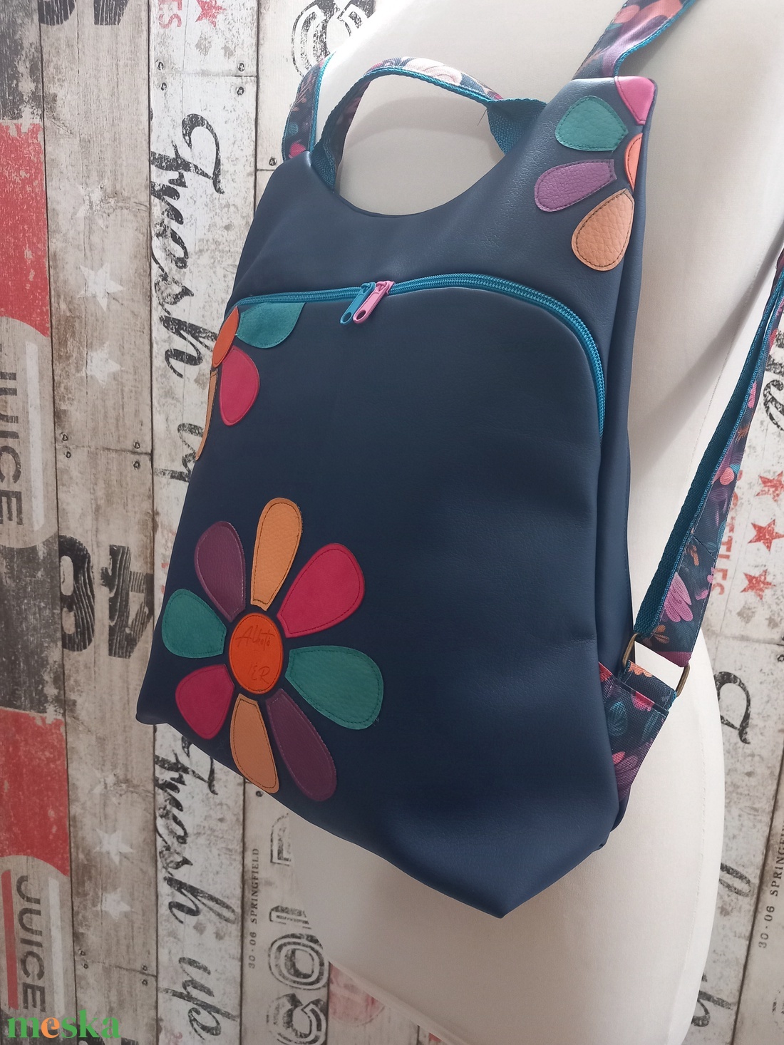 Flowers Flow hátizsák  kék madár  - táska & tok - hátizsák - hátizsák - Meska.hu