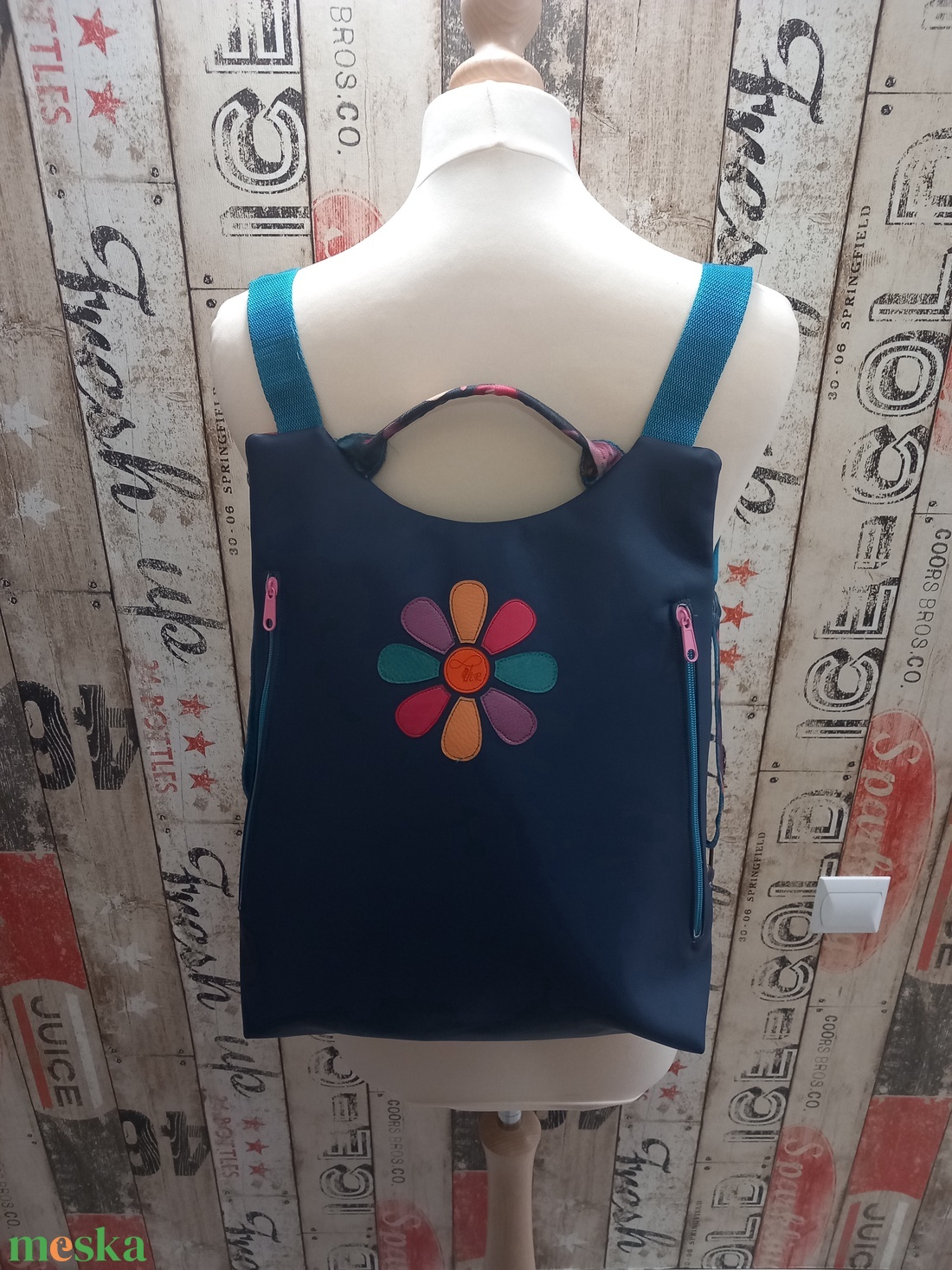 Flowers Flow hátizsák  kék madár  - táska & tok - hátizsák - hátizsák - Meska.hu