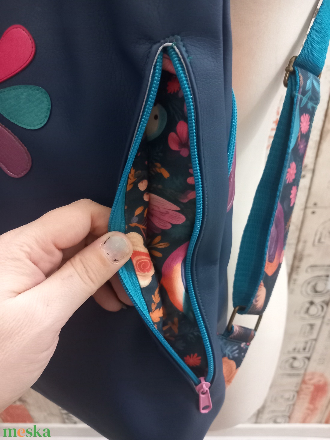 Flowers Flow hátizsák  kék madár  - táska & tok - hátizsák - hátizsák - Meska.hu