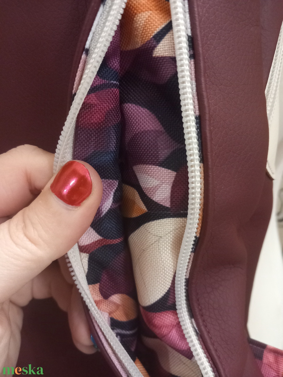 Flowers Flow hátizsák  bordó leveles  - táska & tok - hátizsák - hátizsák - Meska.hu