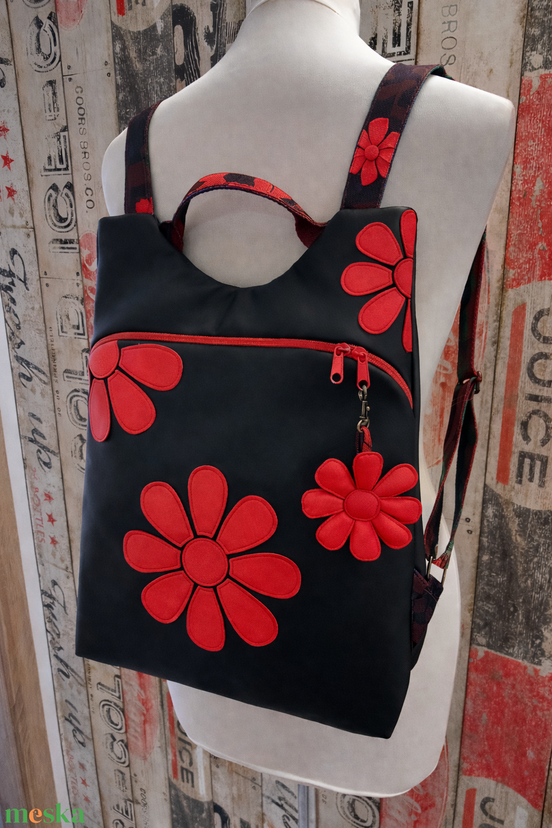 Flowers Flow hátizsák  egyszínű virágos  - táska & tok - hátizsák - hátizsák - Meska.hu