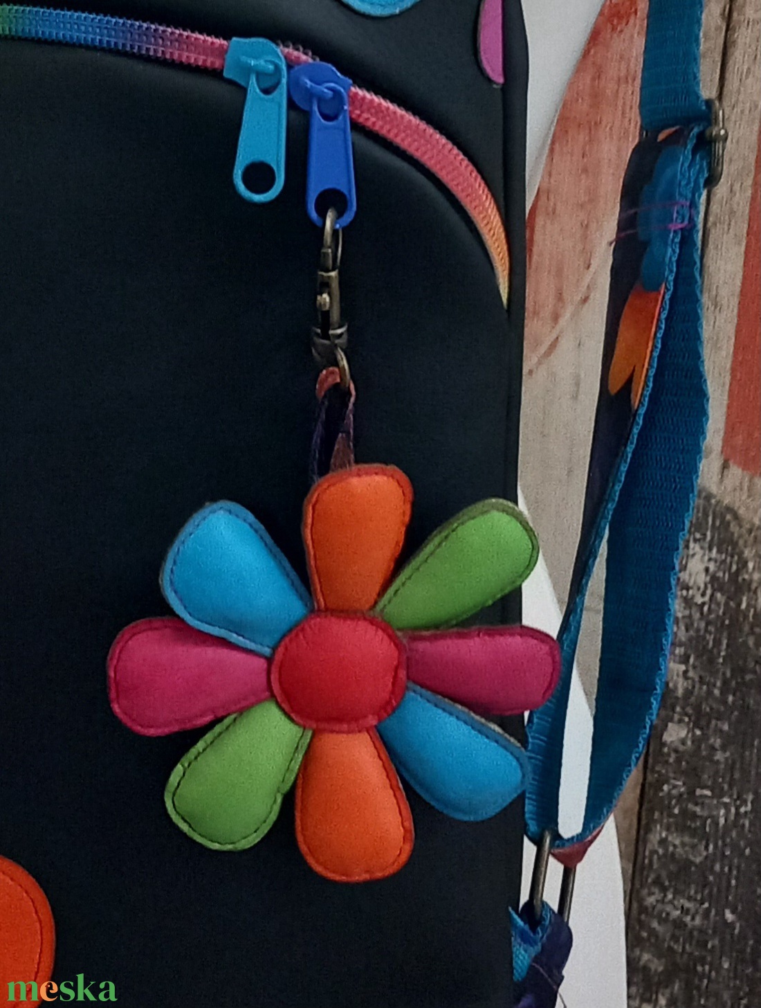 Virágos kulcstartó  táska dísz Anyák napjára  - táska & tok - kulcstartó & táskadísz - kulcstartó - Meska.hu