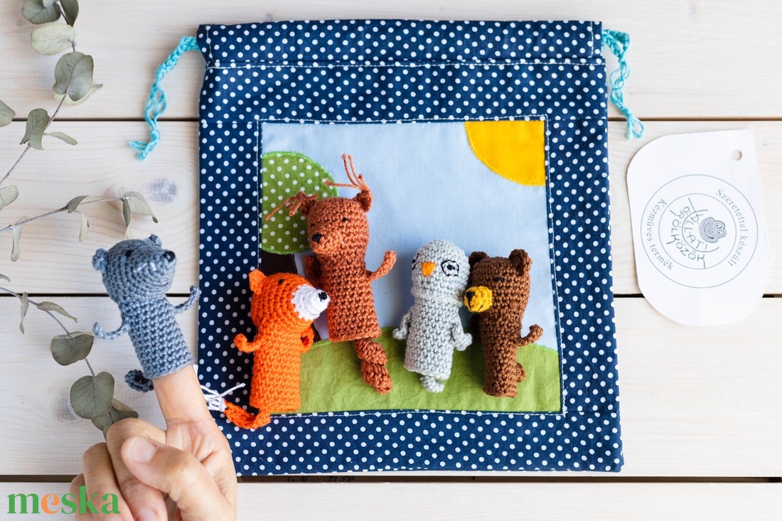 Ujjbáb készlet, Élet az erdőben, horgolt - játék & sport - bábok - ujjbáb - Meska.hu