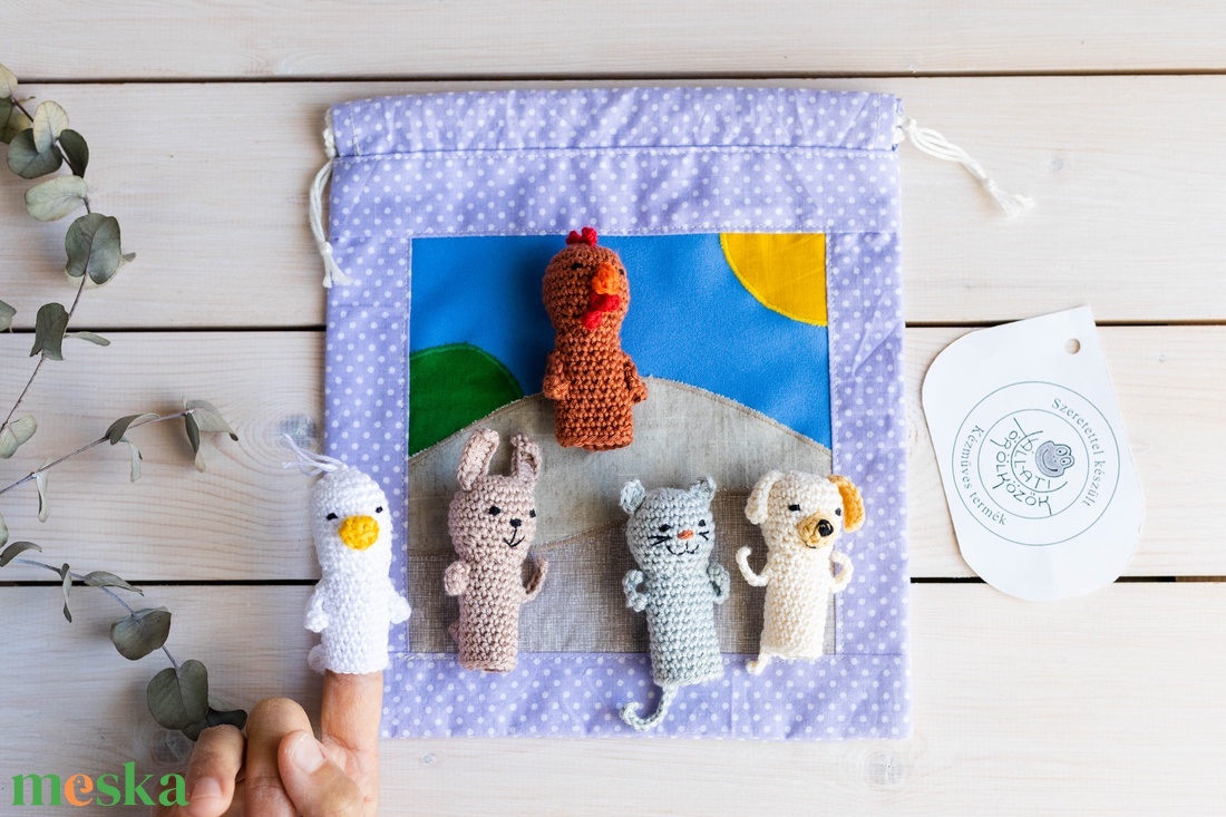 Ujjbáb készlet, Élet a tanyán, horgolt - játék & sport - bábok - ujjbáb - Meska.hu