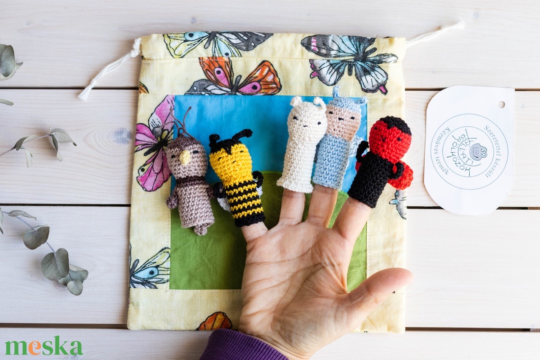 Ujjbáb készlet, Apró állatok, horgolt - játék & sport - bábok - ujjbáb - Meska.hu