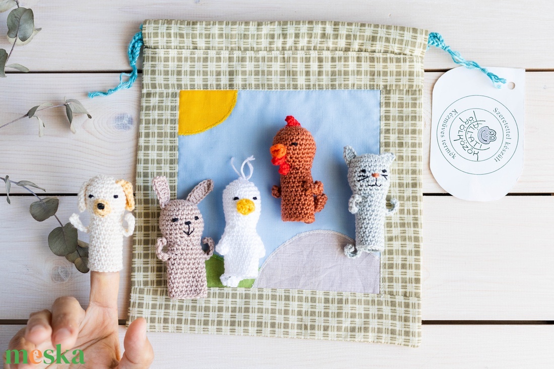 Ujjbáb készlet, Élet a tanyán, horgolt - játék & sport - bábok - ujjbáb - Meska.hu