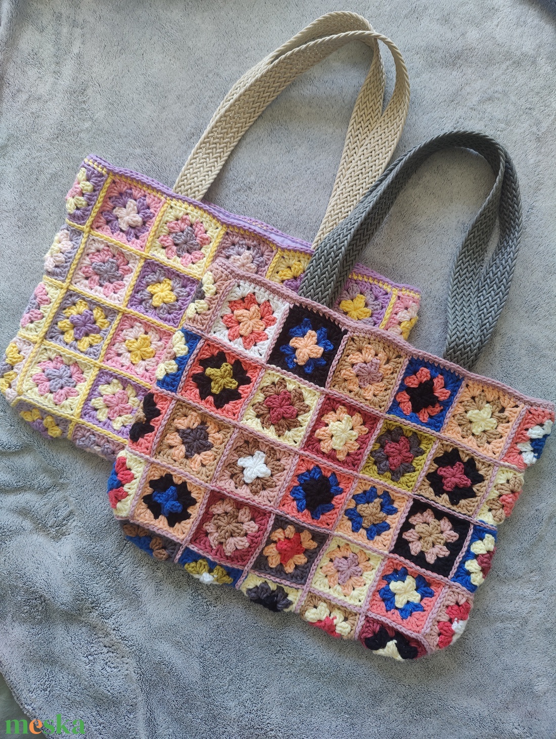 Horgolt Granny Square válltáska - táska & tok - kézitáska & válltáska - válltáska - Meska.hu