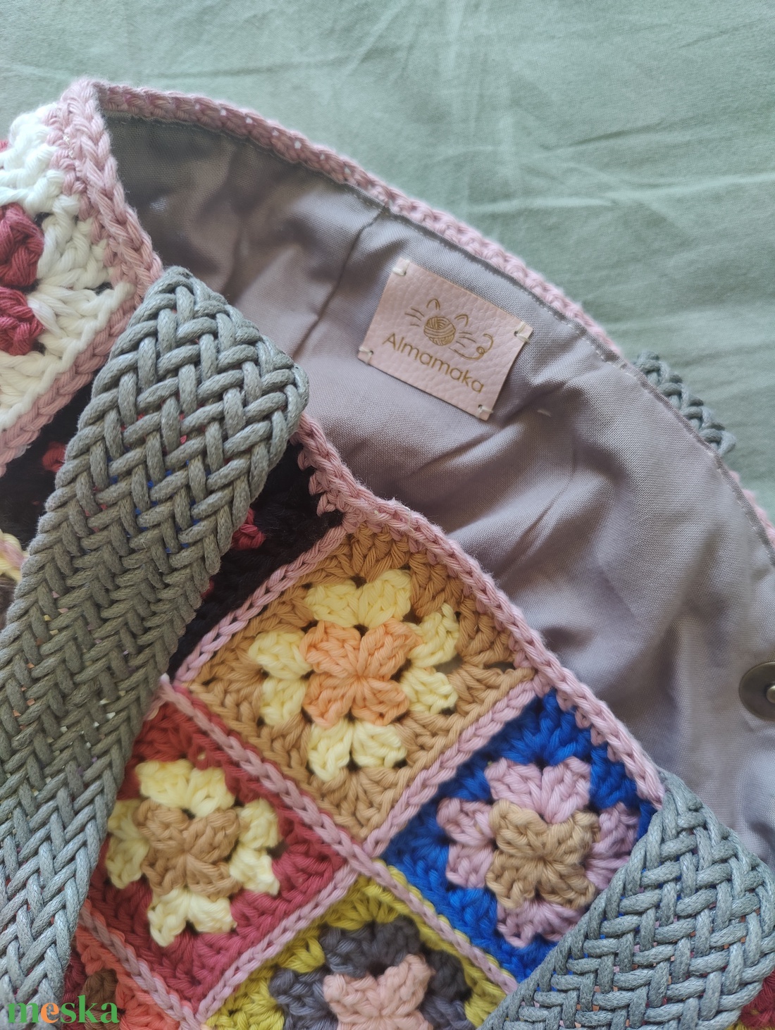 Horgolt Granny Square válltáska - táska & tok - kézitáska & válltáska - válltáska - Meska.hu