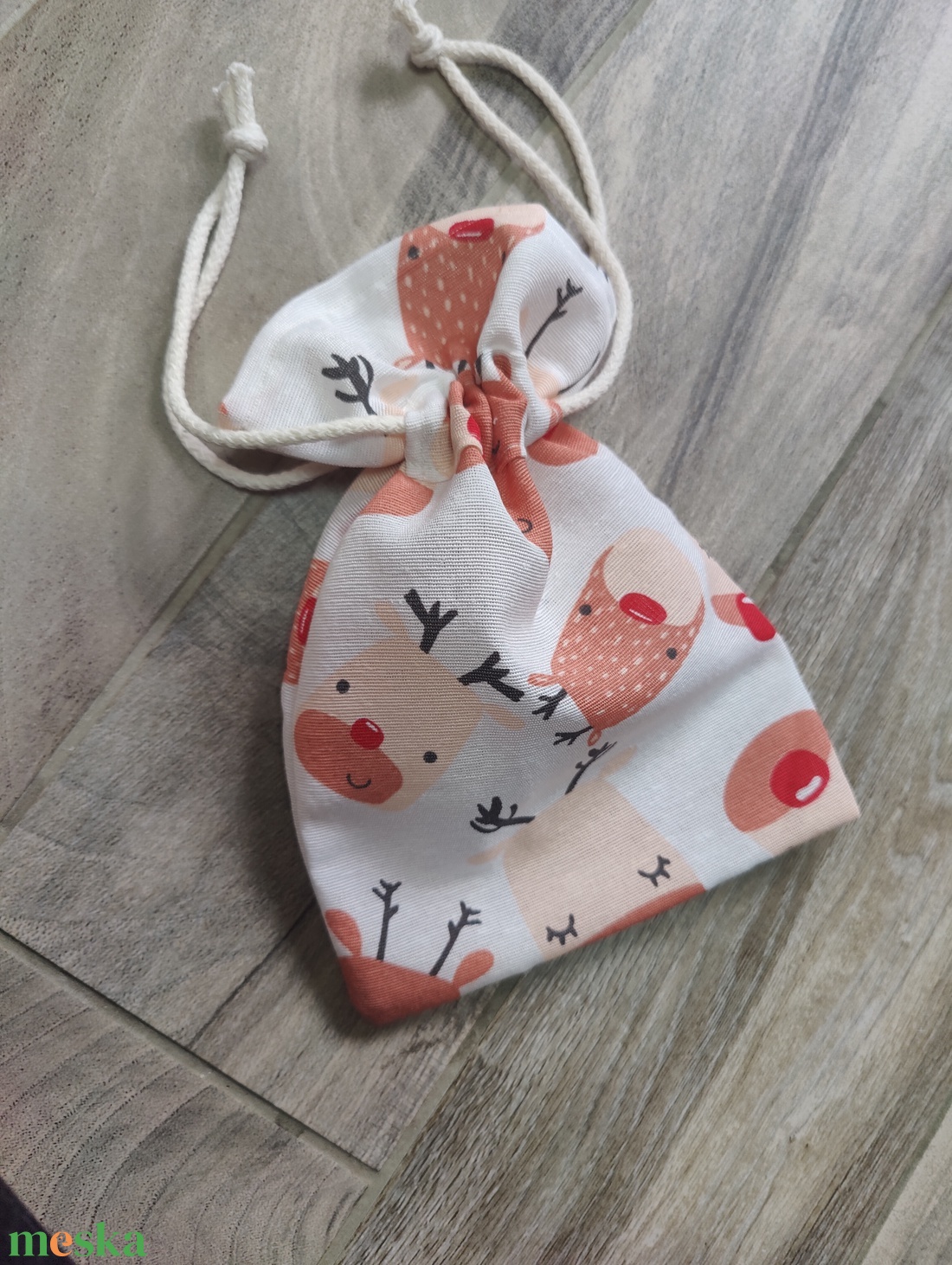 Karácsonyi, rénszarvas mintás ajándék zsák - karácsony - karácsonyi ajándékozás - karácsonyi ajándékcsomagolás - Meska.hu