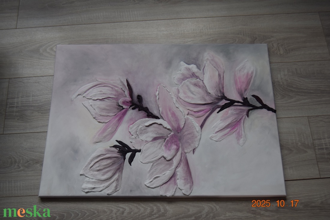 Álmodozó Magnólia Ág 50X70 - művészet - festmény - festmény vegyes technika - Meska.hu