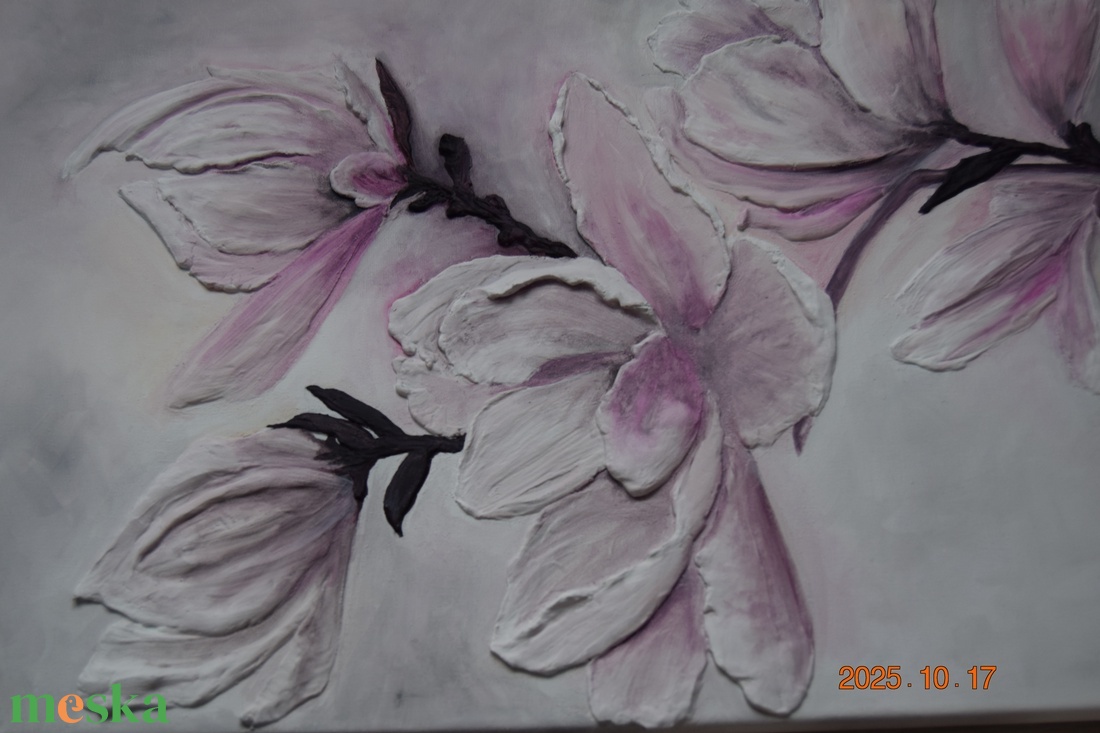 Álmodozó Magnólia Ág 50X70 - művészet - festmény - festmény vegyes technika - Meska.hu