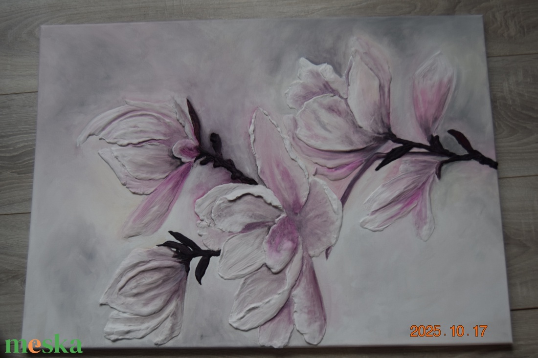 Álmodozó Magnólia Ág 50X70 - művészet - festmény - festmény vegyes technika - Meska.hu