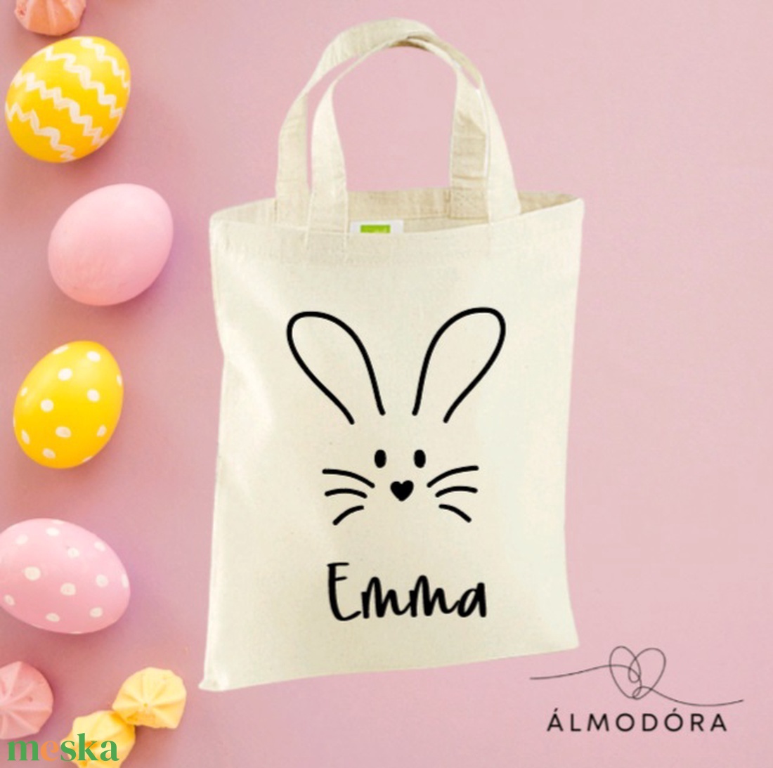 Tojásgyűjtő táska, csokigyűjtő táska, húsvéti táska, névre szóló - táska & tok - kézitáska & válltáska - kézitáska - Meska.hu