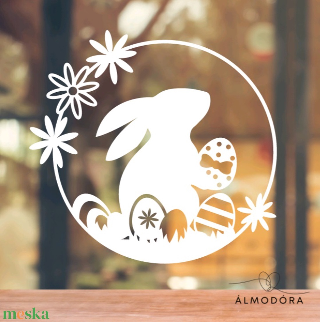 Húsvéti ablakmatrica, ablakdekoráció, ablakdísz, koszorú - ünnepi díszek, dekorációk - húsvéti díszek és dekorációk - húsvéti ablakdíszek - Meska.hu