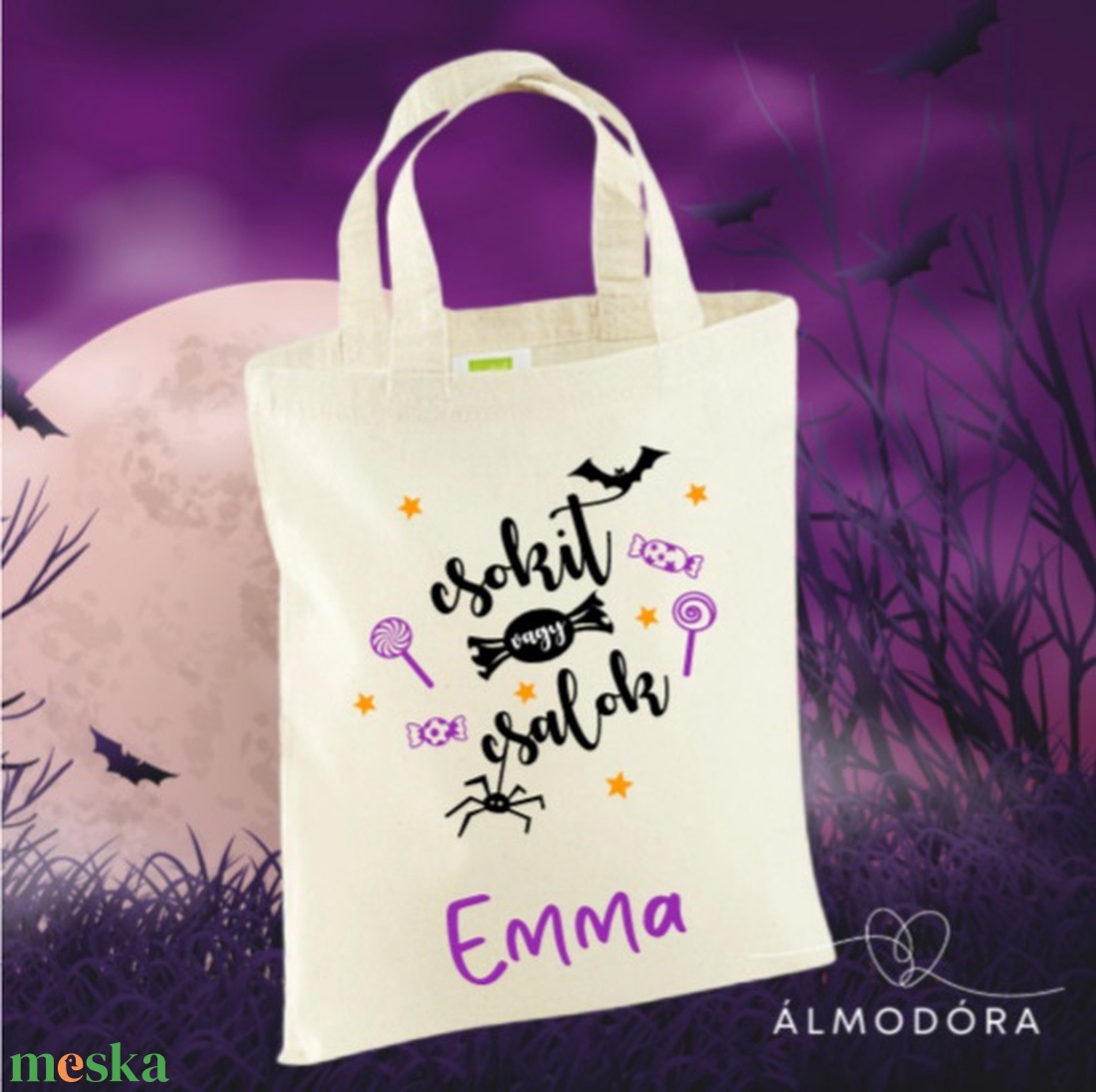 Halloween, táska, csokigyűjtés, cukorkagyűjtés - otthon & életmód - dekoráció - halloween - halloweeni jelmez és kiegészítők - Meska.hu
