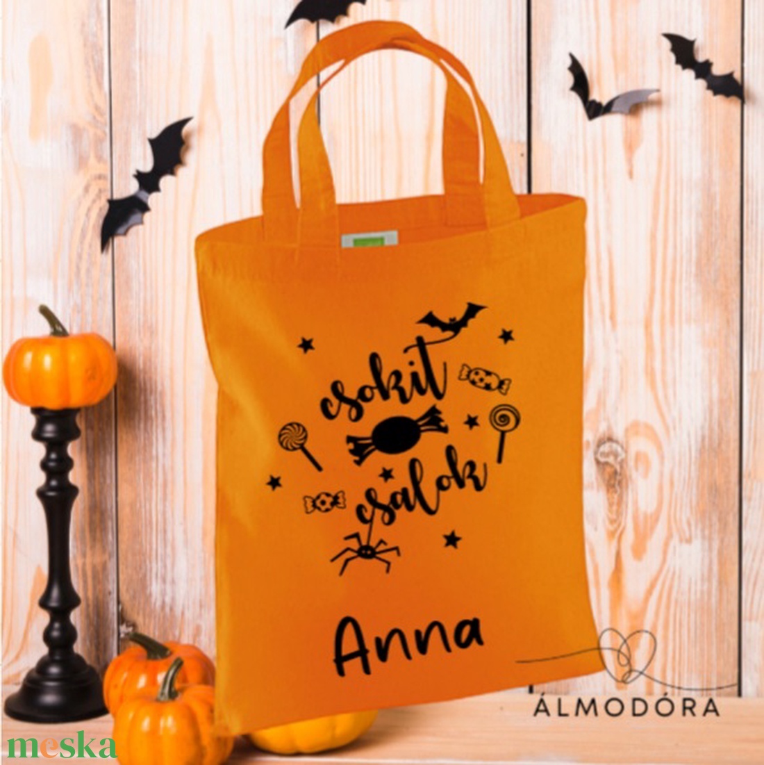 Halloween, táska, csokigyűjtés, cukorkagyűjtés - otthon & életmód - dekoráció - halloween - halloweeni jelmez és kiegészítők - Meska.hu