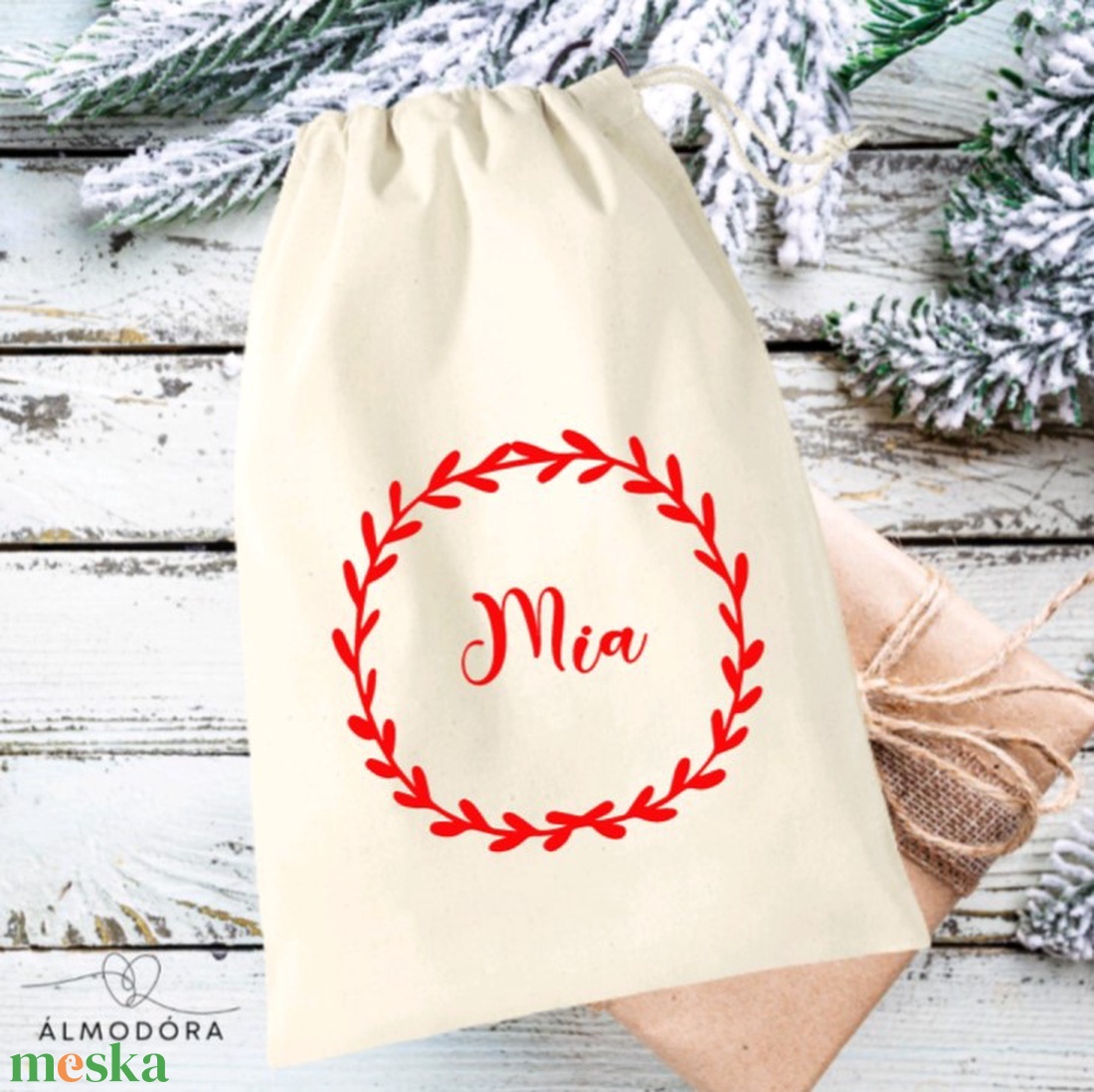 Névre szóló mikulászsák, egyedi mikulás zsák, neves mikulás zsák, mikuláscsizma, mikuláscsomag - karácsony - mikulás - mikulás zsák - Meska.hu