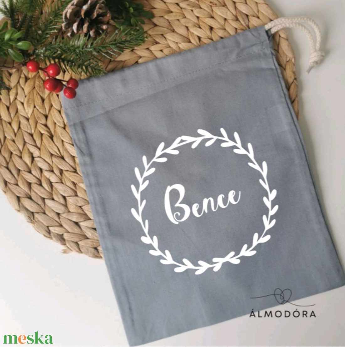 Névre szóló mikulászsák, egyedi mikulás zsák, neves mikulás zsák, mikuláscsizma, mikuláscsomag - karácsony - mikulás - mikulás zsák - Meska.hu