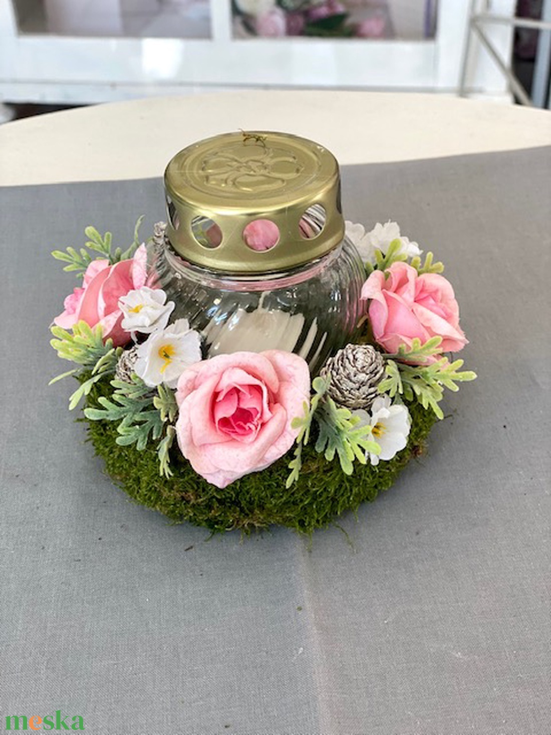 Mécseses mohakoszorú mindenszenteki sírdísz - otthon & életmód - vallás - temetkezési tárgy - Meska.hu