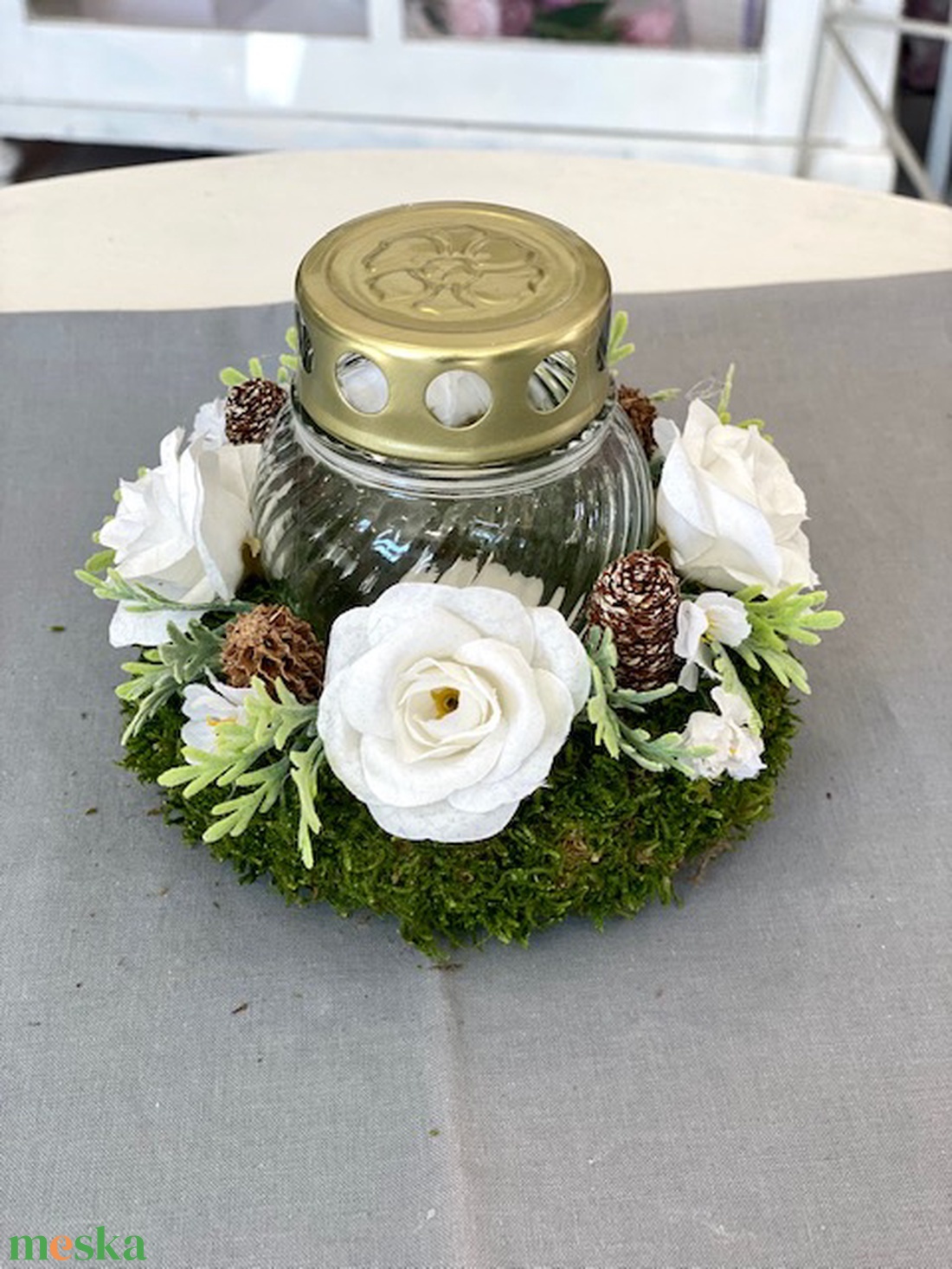 Mécseses mohakoszorú mindenszenteki sírdísz - otthon & életmód - vallás - temetkezési tárgy - Meska.hu