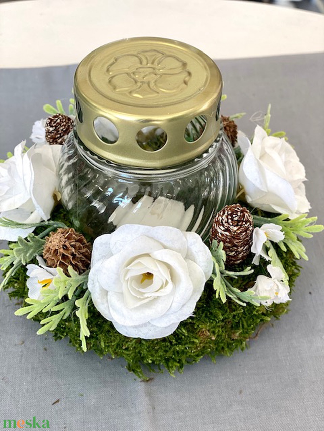 Mécseses mohakoszorú mindenszenteki sírdísz - otthon & életmód - vallás - temetkezési tárgy - Meska.hu