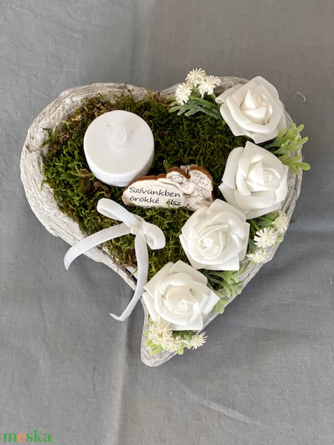 Angyalszárny nyújtott szív mindenszenteki sírdísz  - otthon & életmód - vallás - temetkezési tárgy - Meska.hu