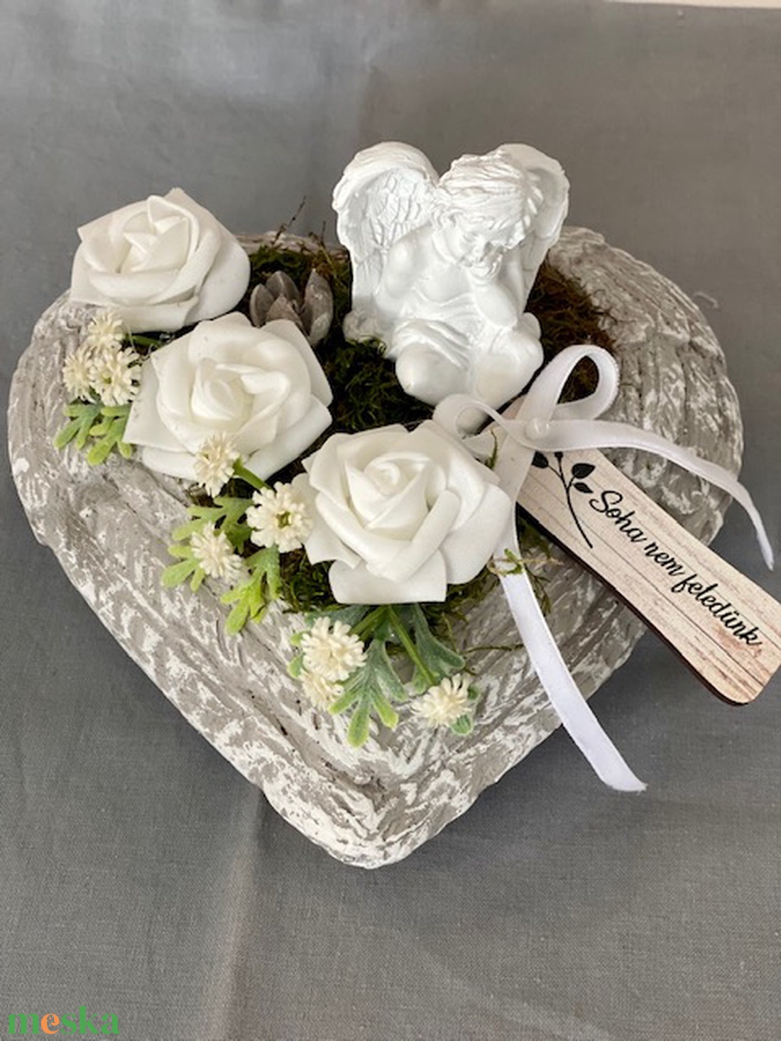 Angyalszárny szív mindenszenteki sírdísz  - otthon & életmód - vallás - temetkezési tárgy - Meska.hu