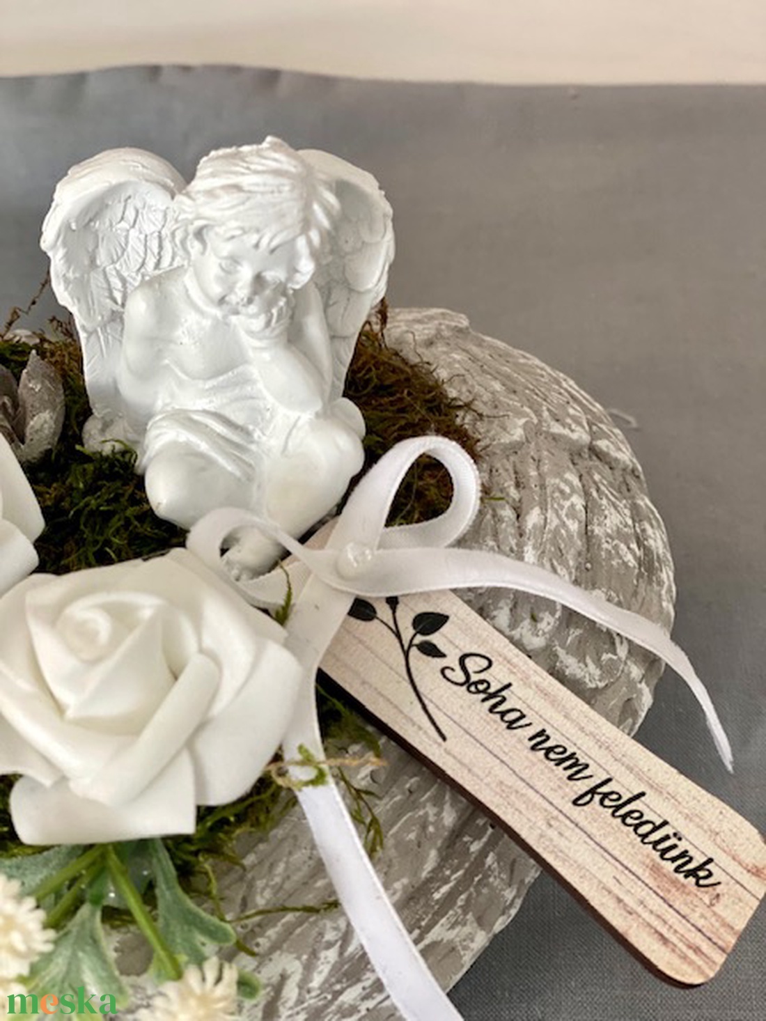 Angyalszárny szív mindenszenteki sírdísz  - otthon & életmód - vallás - temetkezési tárgy - Meska.hu