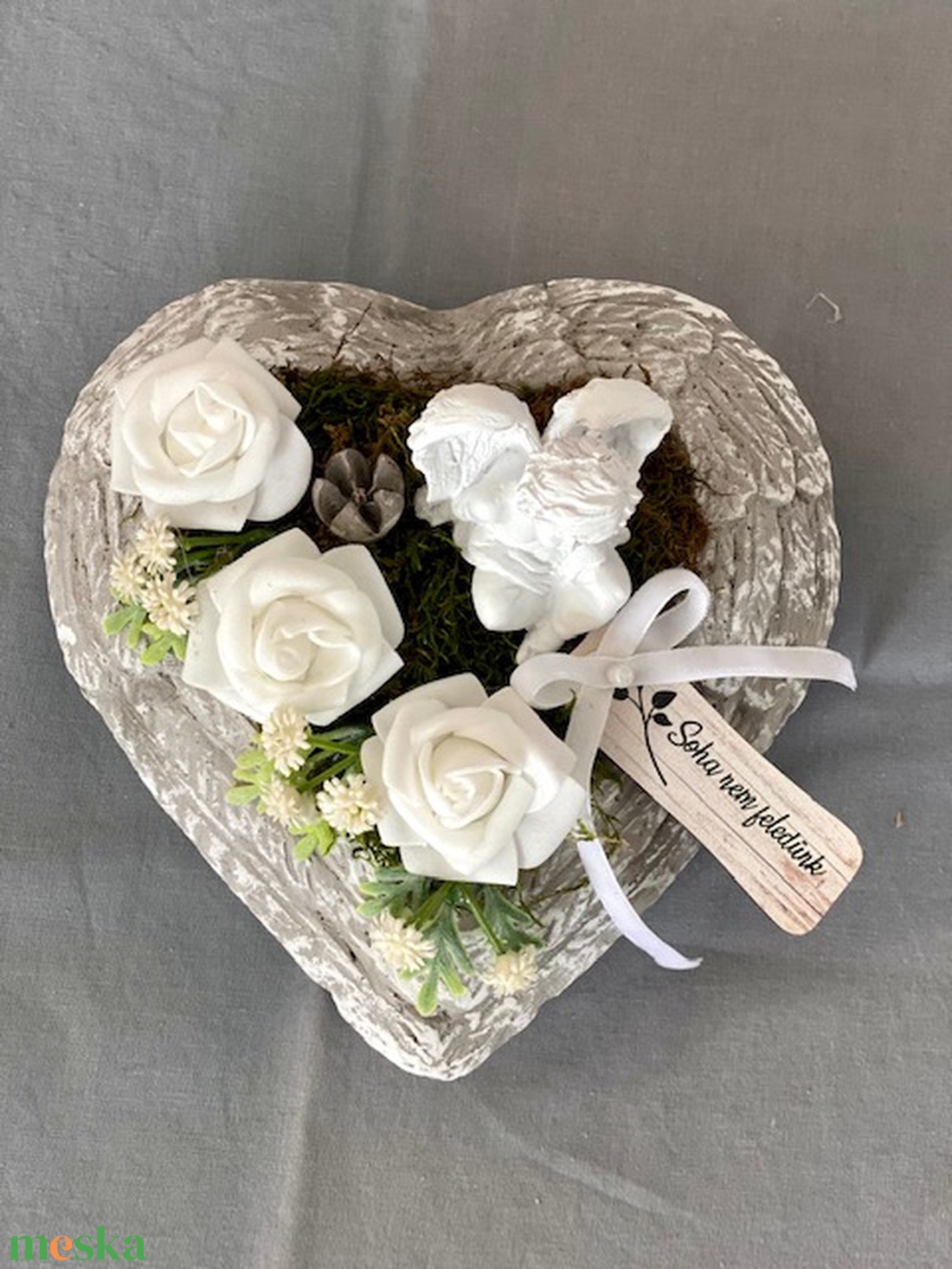 Angyalszárny szív mindenszenteki sírdísz  - otthon & életmód - vallás - temetkezési tárgy - Meska.hu