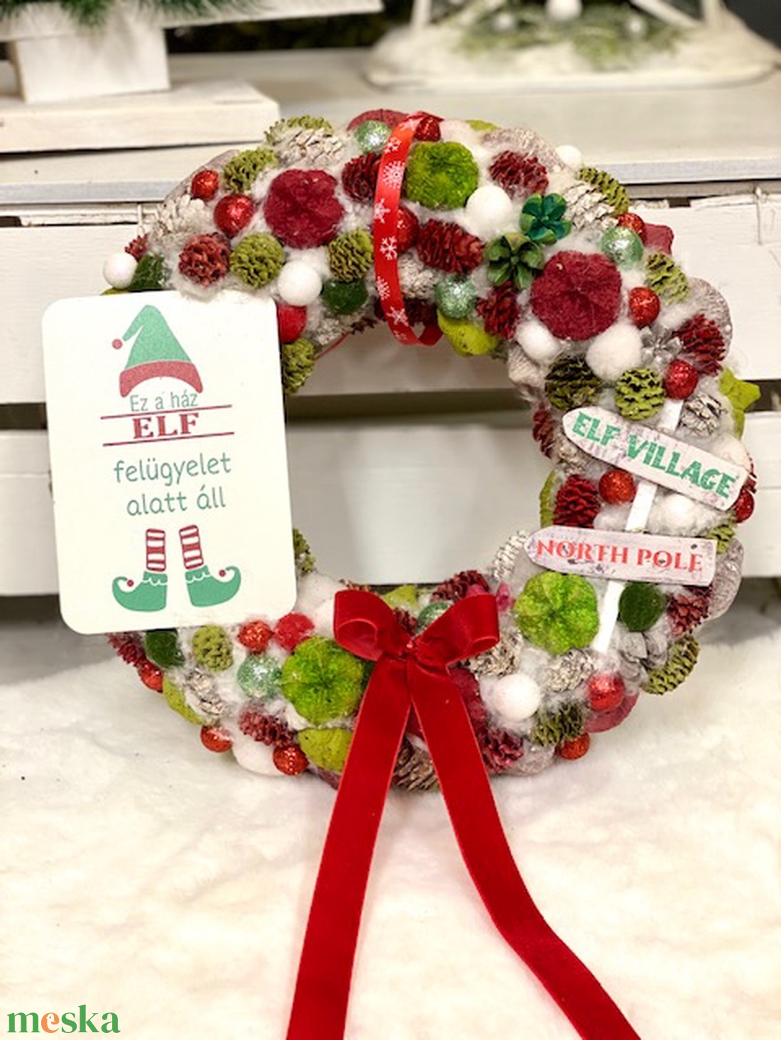 Elf manó karácsonyi ajtódísz  - karácsony - karácsonyi lakásdekoráció - karácsonyi ajtódíszek - Meska.hu