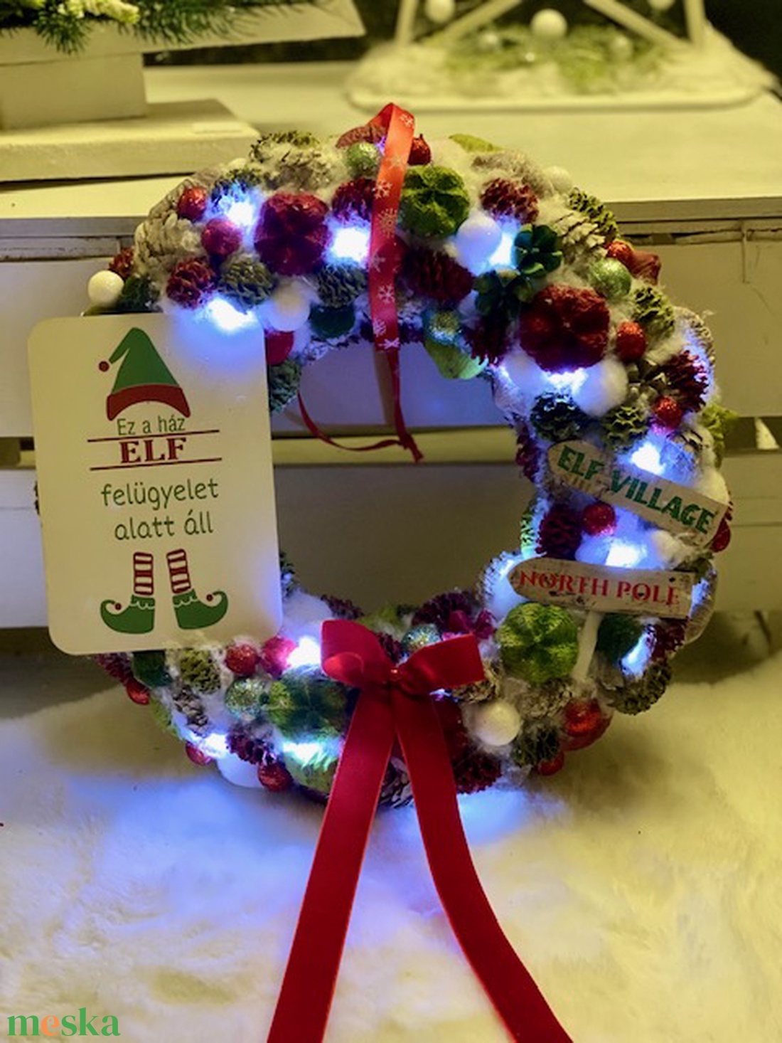 Elf manó karácsonyi ajtódísz  - karácsony - karácsonyi lakásdekoráció - karácsonyi ajtódíszek - Meska.hu