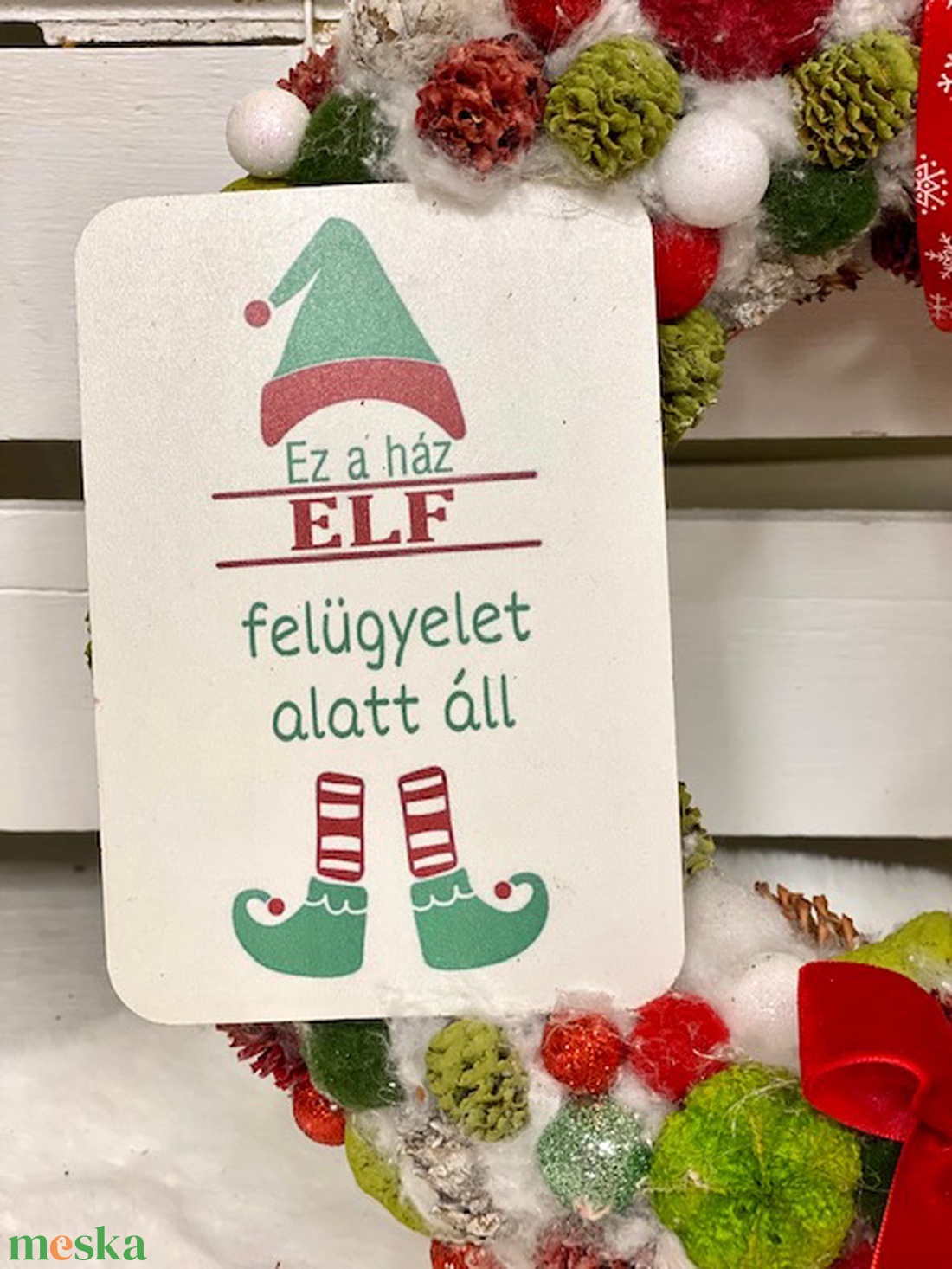 Elf manó karácsonyi ajtódísz  - karácsony - karácsonyi lakásdekoráció - karácsonyi ajtódíszek - Meska.hu