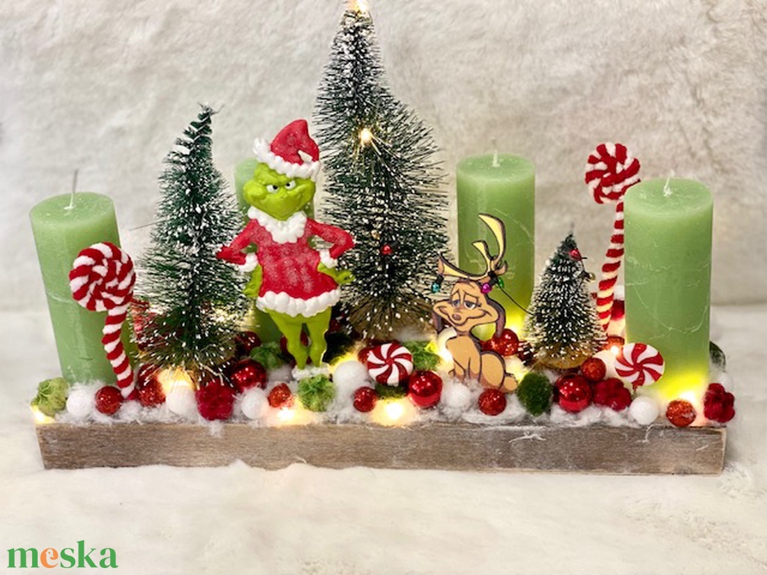 Grincs adventi asztaldísz  - karácsony - adventi díszek - adventi asztaldísz - Meska.hu