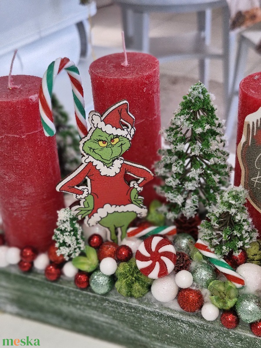 Grincs Boldog karit adventi asztaldísz - karácsony - adventi díszek - adventi asztaldísz - Meska.hu