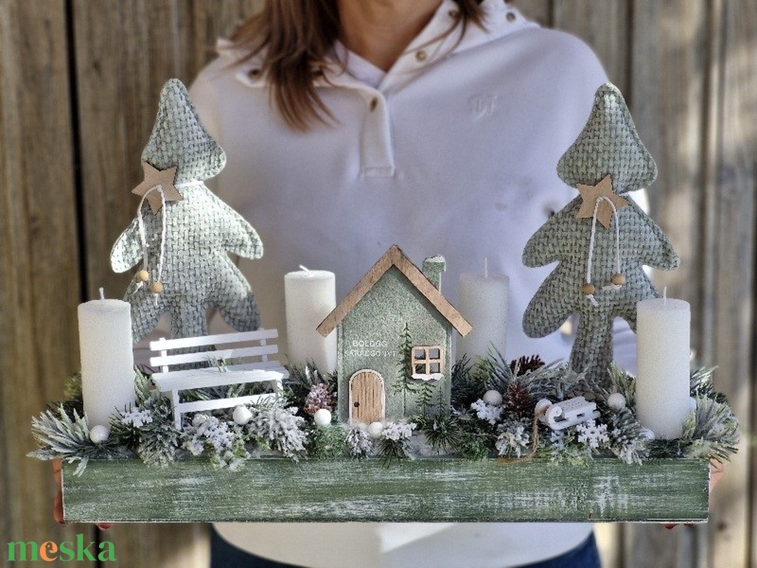 Téli erdő óriás adventi asztaldísz - karácsony - adventi díszek - adventi asztaldísz - Meska.hu