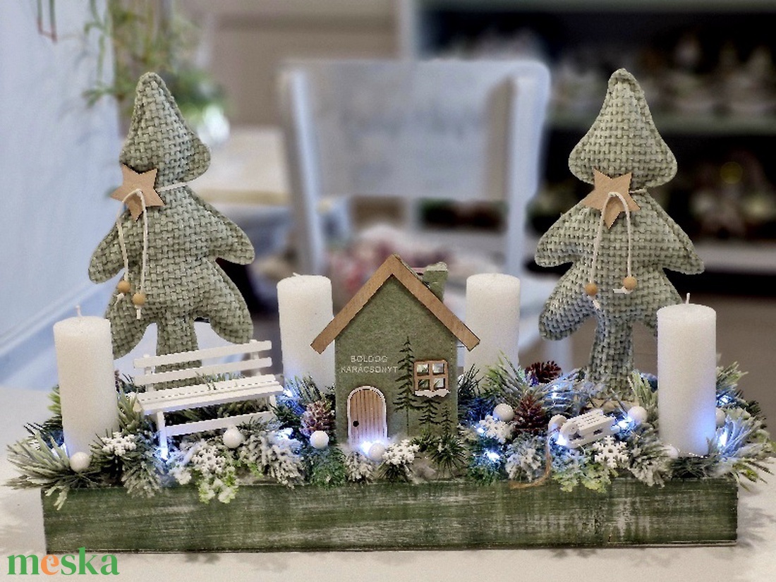 Téli erdő óriás adventi asztaldísz - karácsony - adventi díszek - adventi asztaldísz - Meska.hu