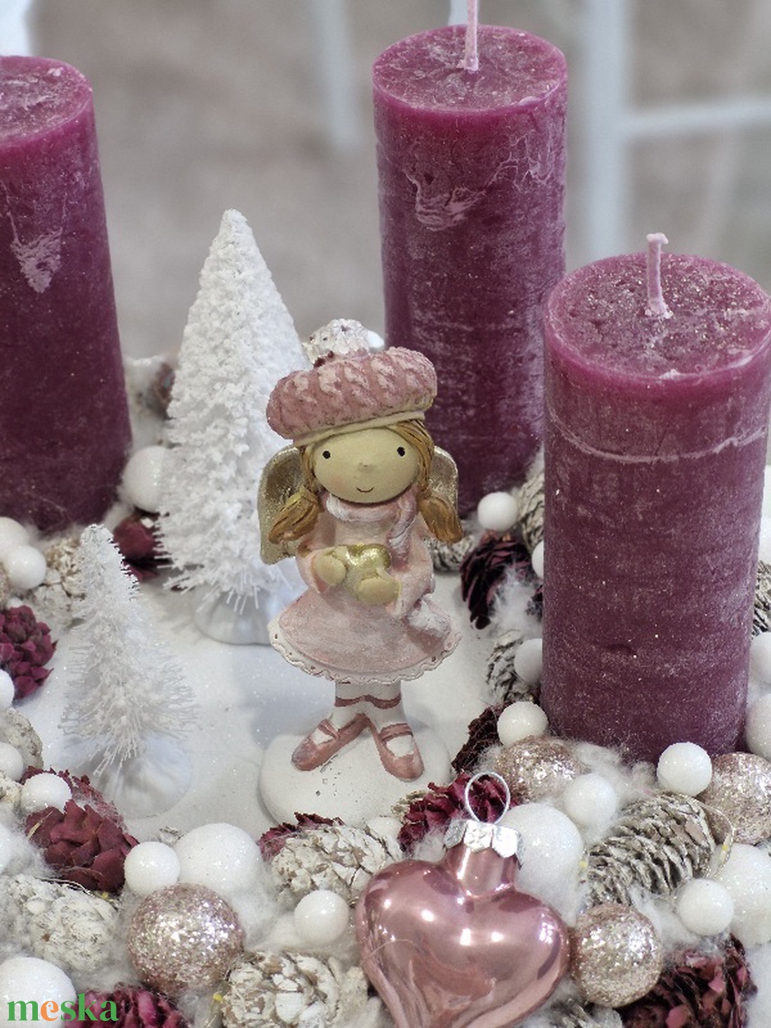 Sötét mályva adventi asztaldísz - karácsony - adventi díszek - adventi asztaldísz - Meska.hu