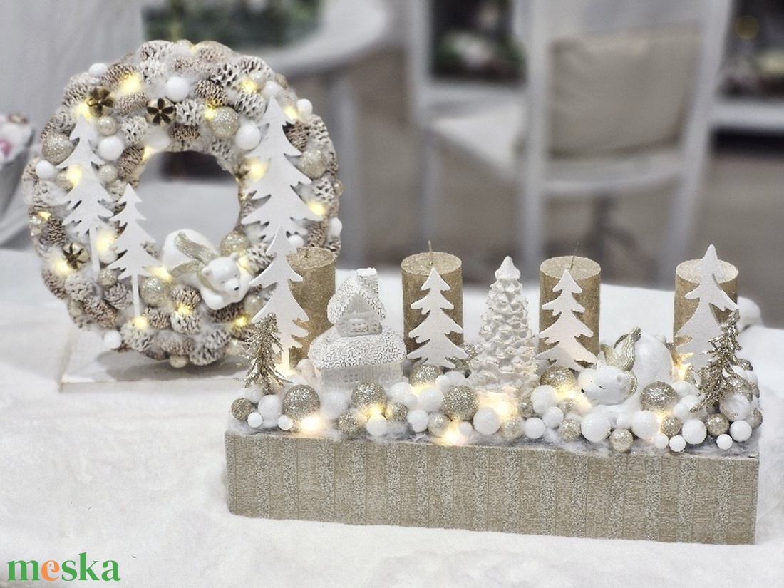 Pezsgő jegesmacis karácsonyi ajtódísz - karácsony - karácsonyi lakásdekoráció - karácsonyi ajtódíszek - Meska.hu