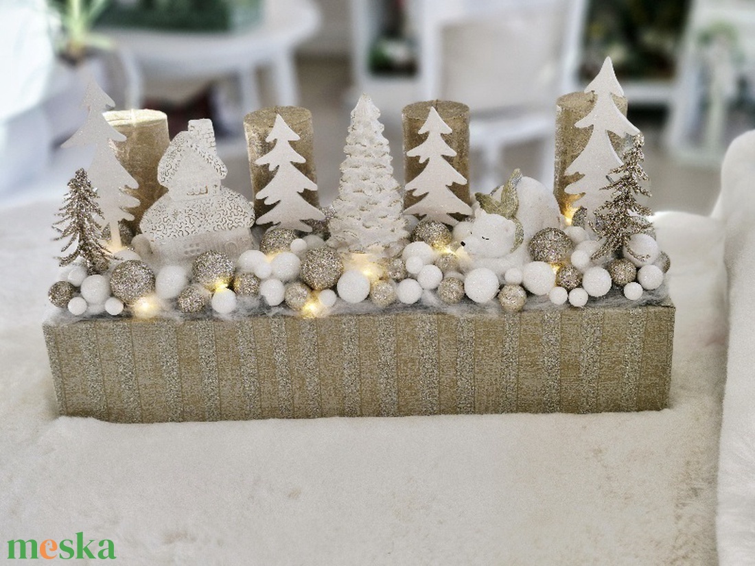 Pezsgő Jegesmaci adventi asztaldísz - karácsony - adventi díszek - adventi asztaldísz - Meska.hu