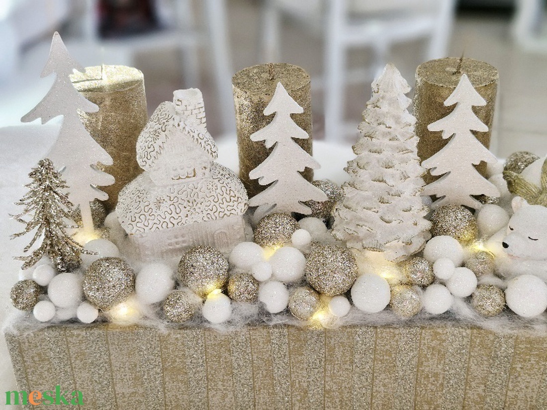 Pezsgő Jegesmaci adventi asztaldísz - karácsony - adventi díszek - adventi asztaldísz - Meska.hu