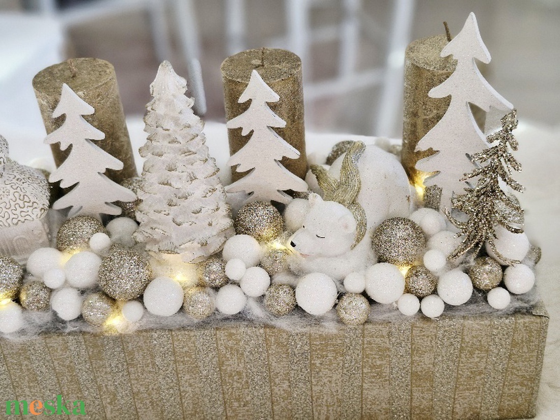 Pezsgő Jegesmaci adventi asztaldísz - karácsony - adventi díszek - adventi asztaldísz - Meska.hu