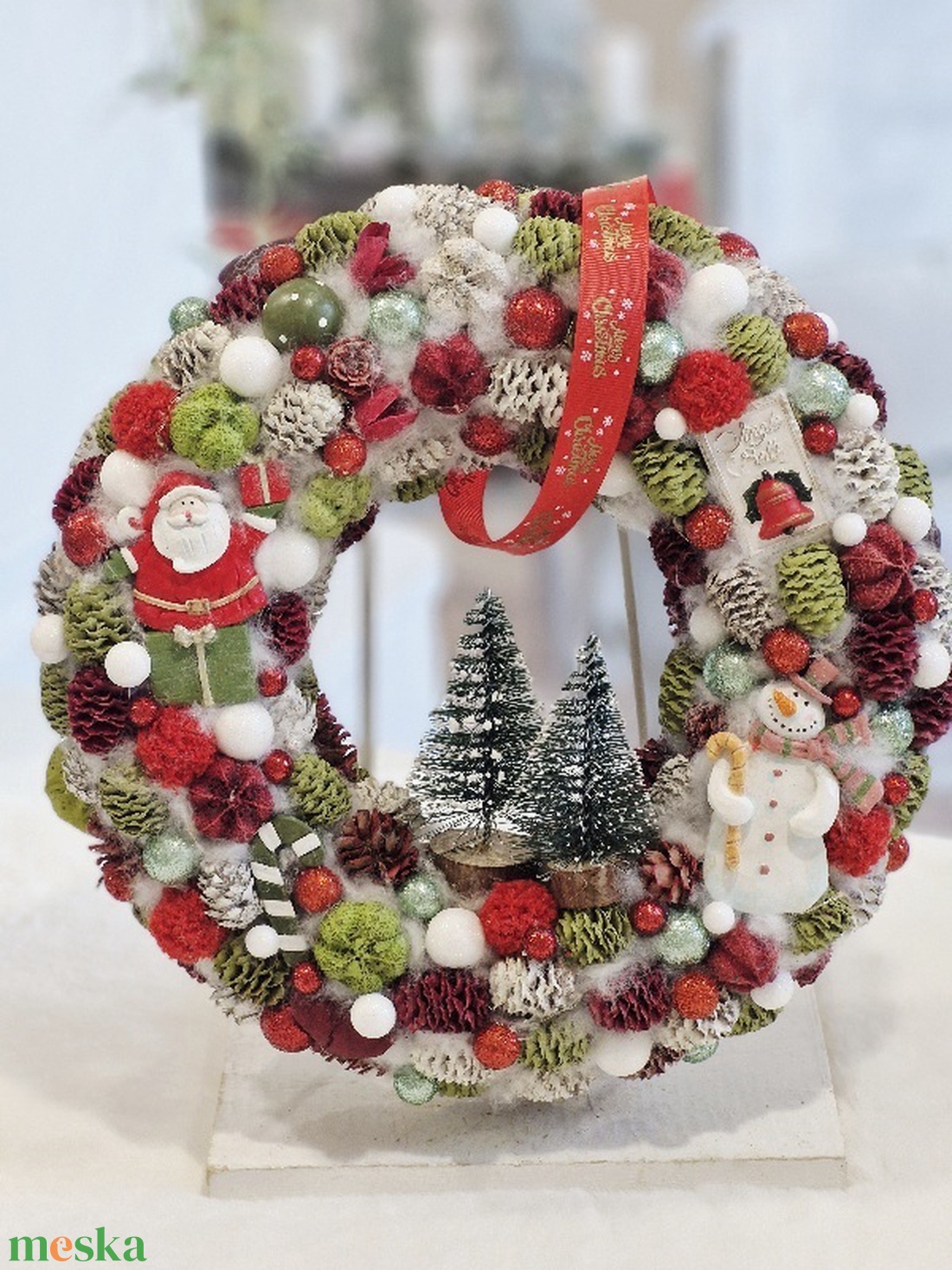 Mikulás és Hóember karácsonyi ajtódísz - karácsony - karácsonyi lakásdekoráció - karácsonyi ajtódíszek - Meska.hu