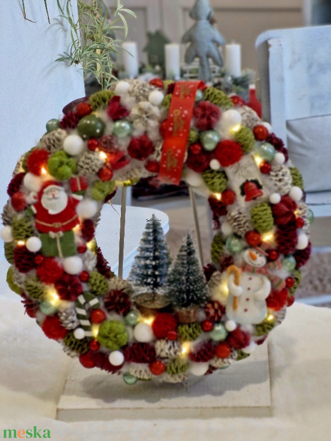 Mikulás és Hóember karácsonyi ajtódísz - karácsony - karácsonyi lakásdekoráció - karácsonyi ajtódíszek - Meska.hu