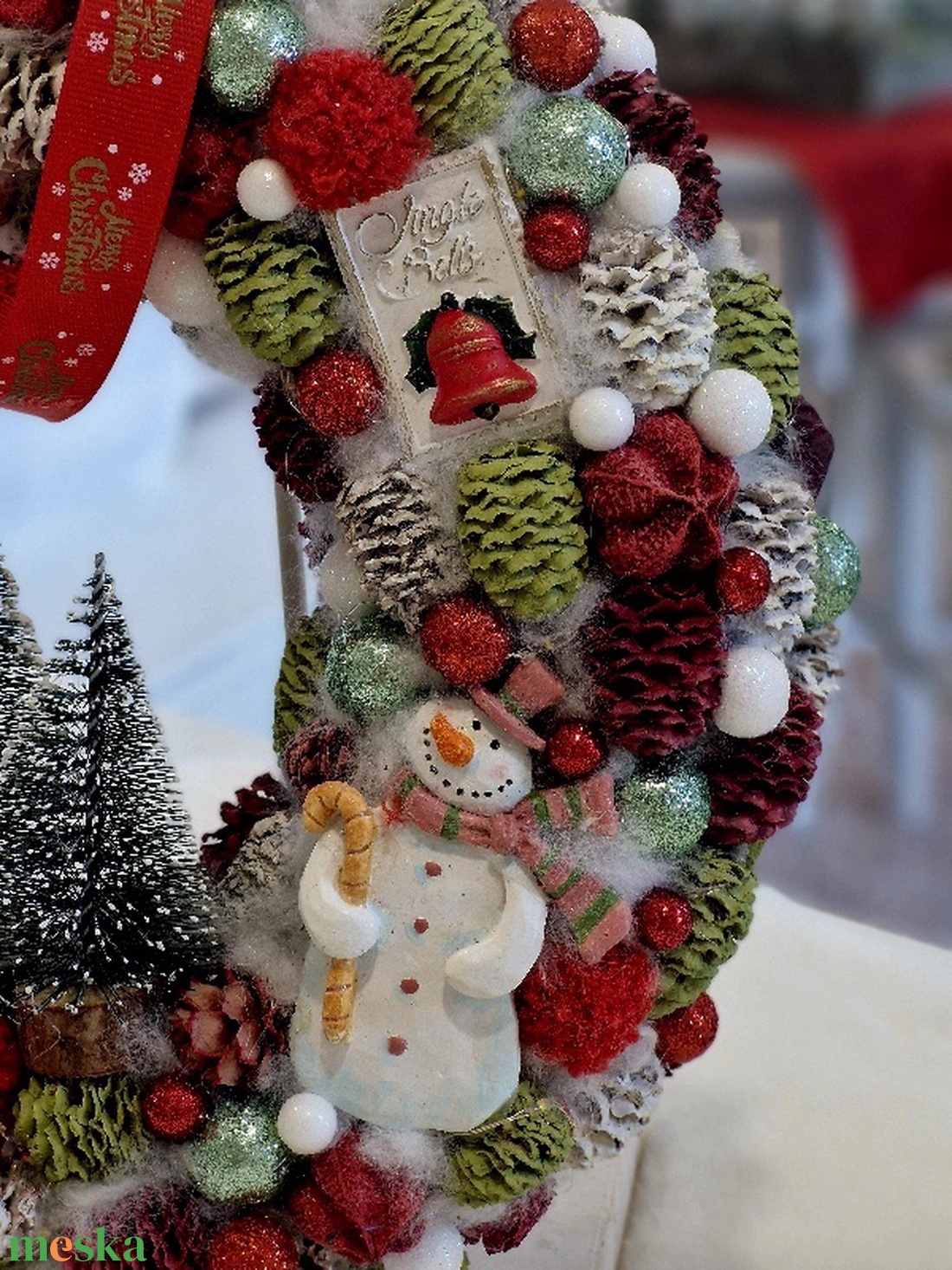 Mikulás és Hóember karácsonyi ajtódísz - karácsony - karácsonyi lakásdekoráció - karácsonyi ajtódíszek - Meska.hu