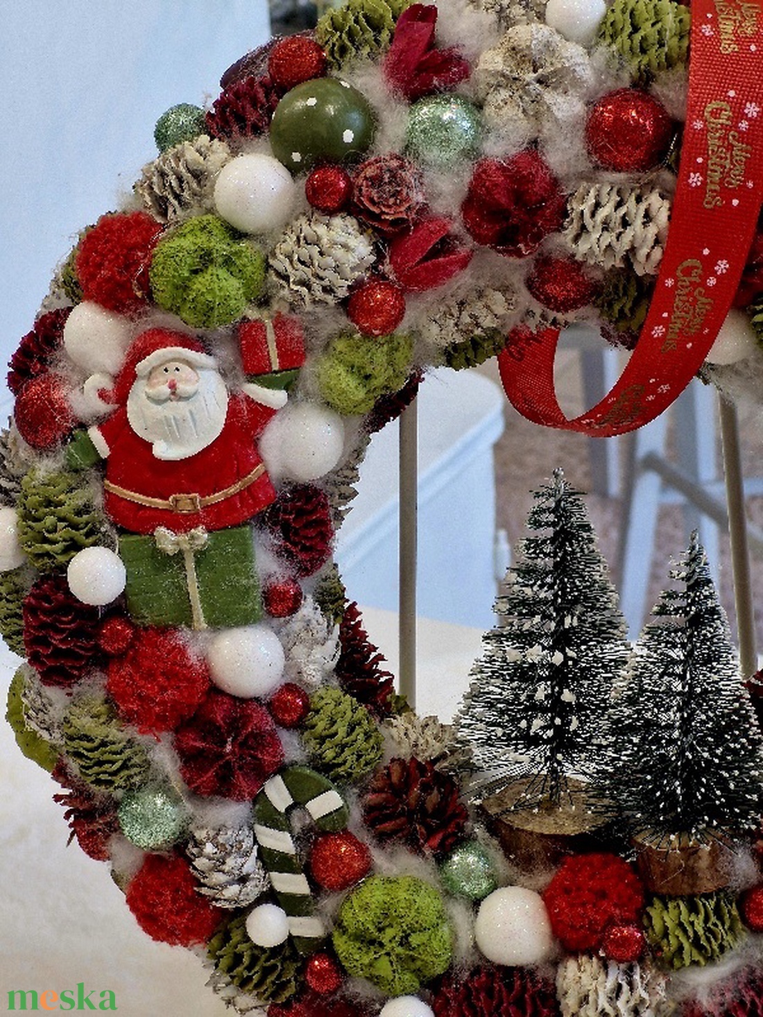 Mikulás és Hóember karácsonyi ajtódísz - karácsony - karácsonyi lakásdekoráció - karácsonyi ajtódíszek - Meska.hu