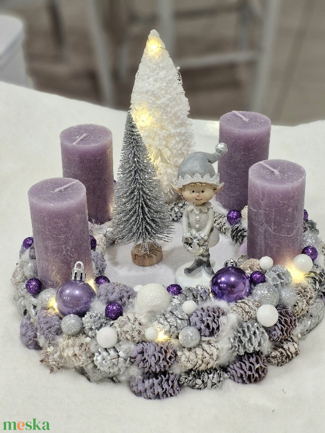 Lila manós adventi asztaldísz  - karácsony - adventi díszek - adventi koszorú - Meska.hu