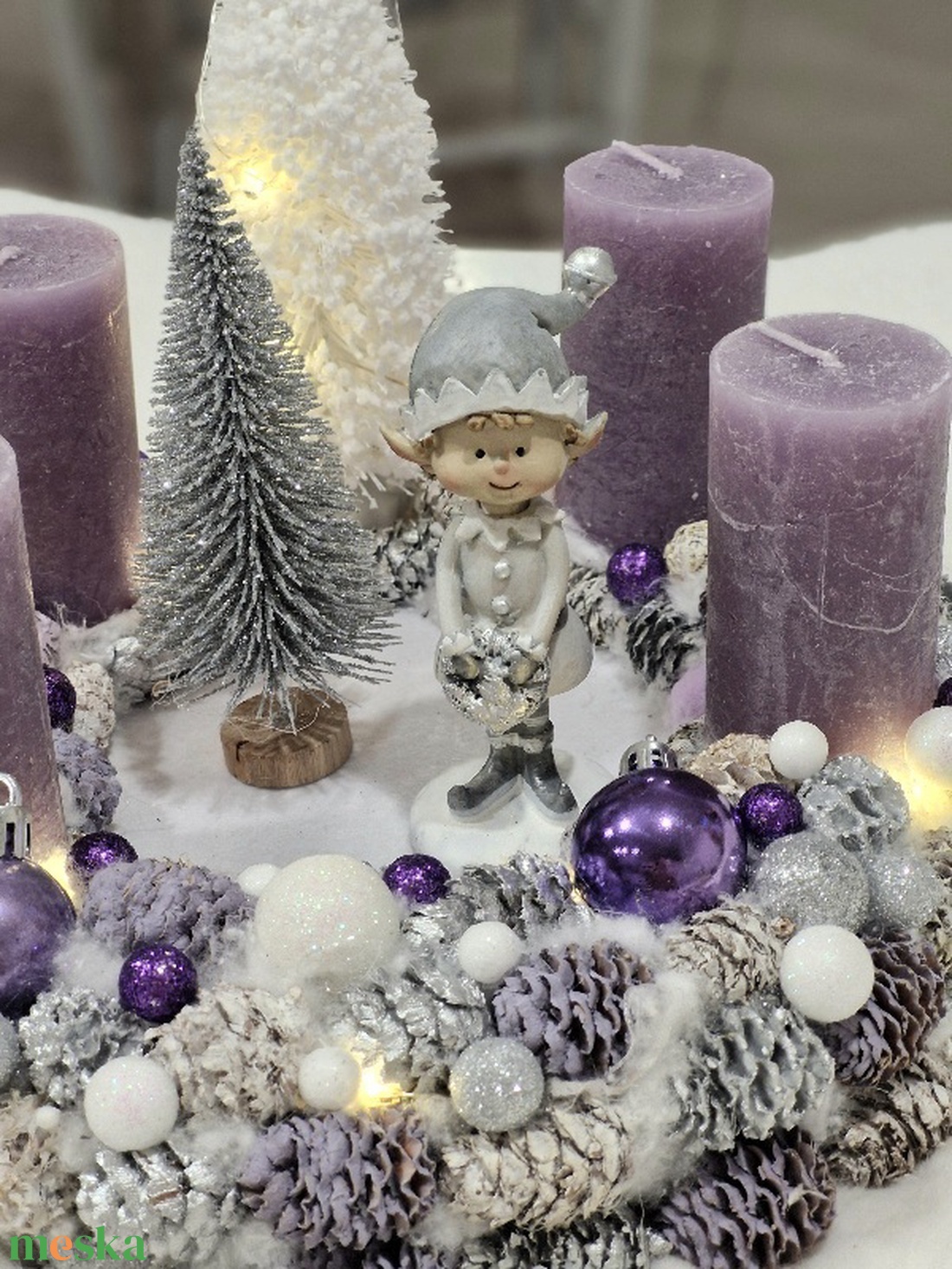 Lila manós adventi asztaldísz  - karácsony - adventi díszek - adventi koszorú - Meska.hu
