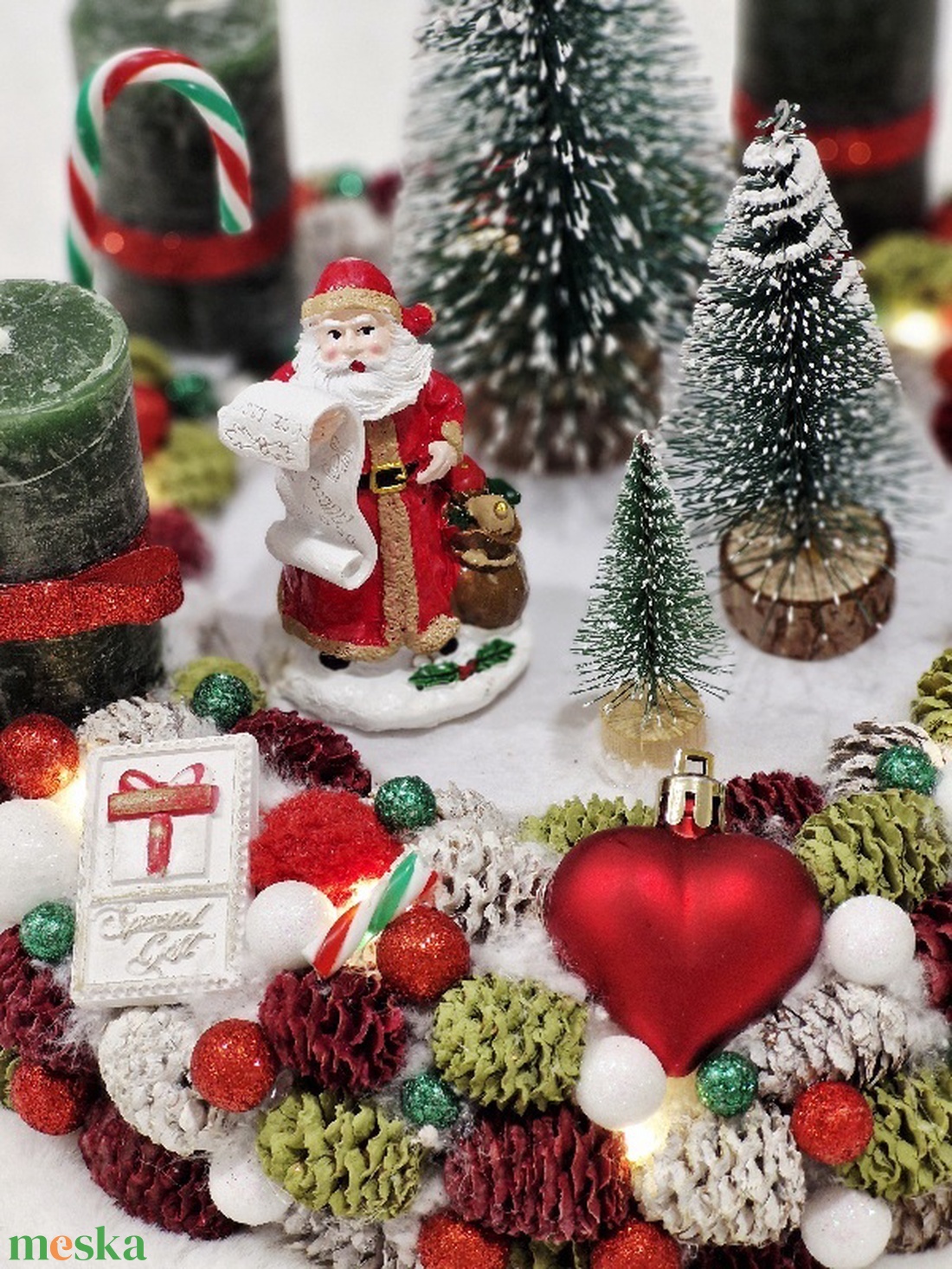 Klasszikus Mikulásos adventi asztaldísz - karácsony - adventi díszek - adventi koszorú - Meska.hu